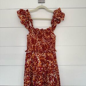 Revolve House of Harlow Women’s Extra Small Orange Zoey Maxi Dress patterned